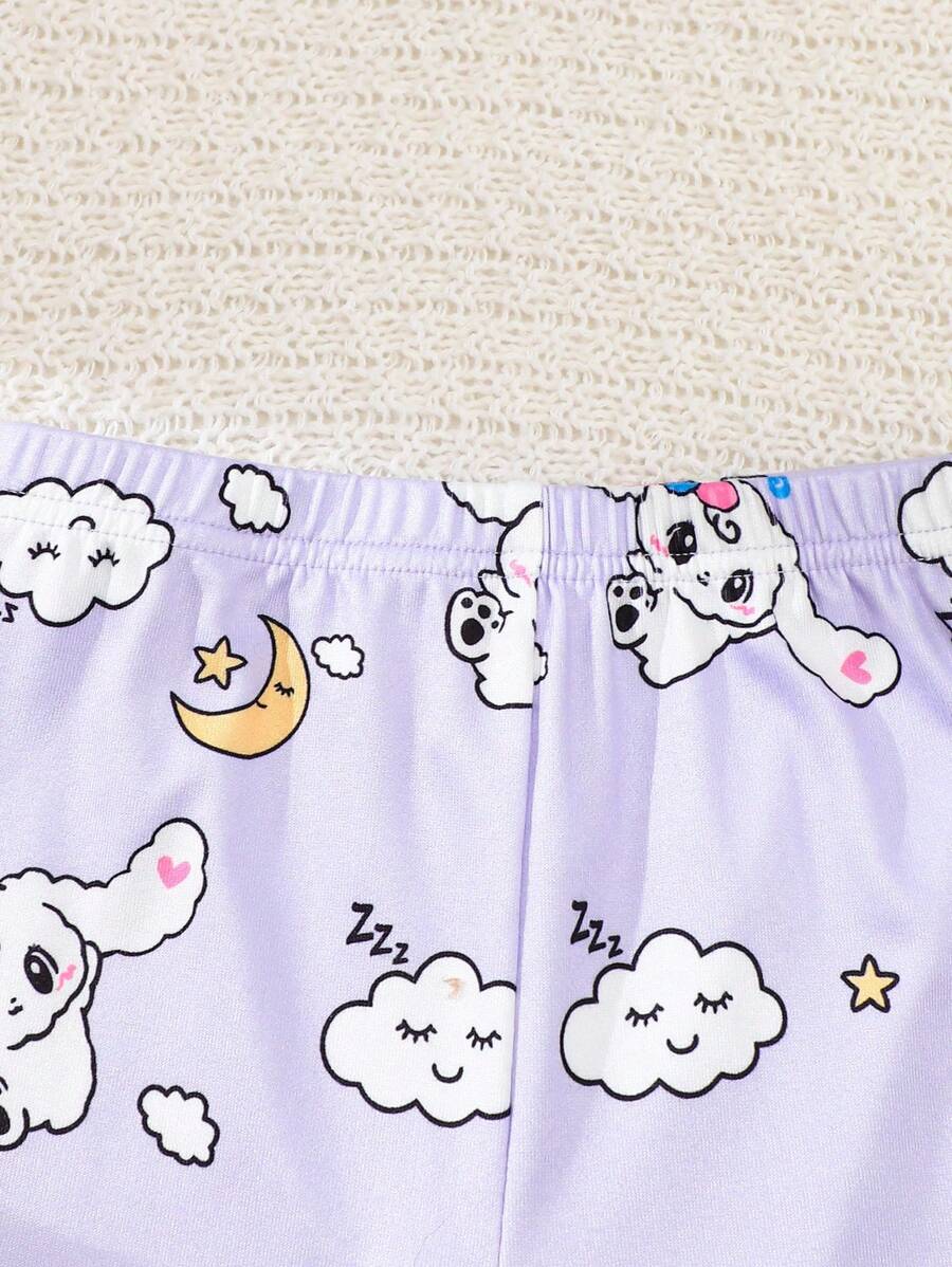 Girls Bunny Print Pajama Set – Short Sleeve & Leggings