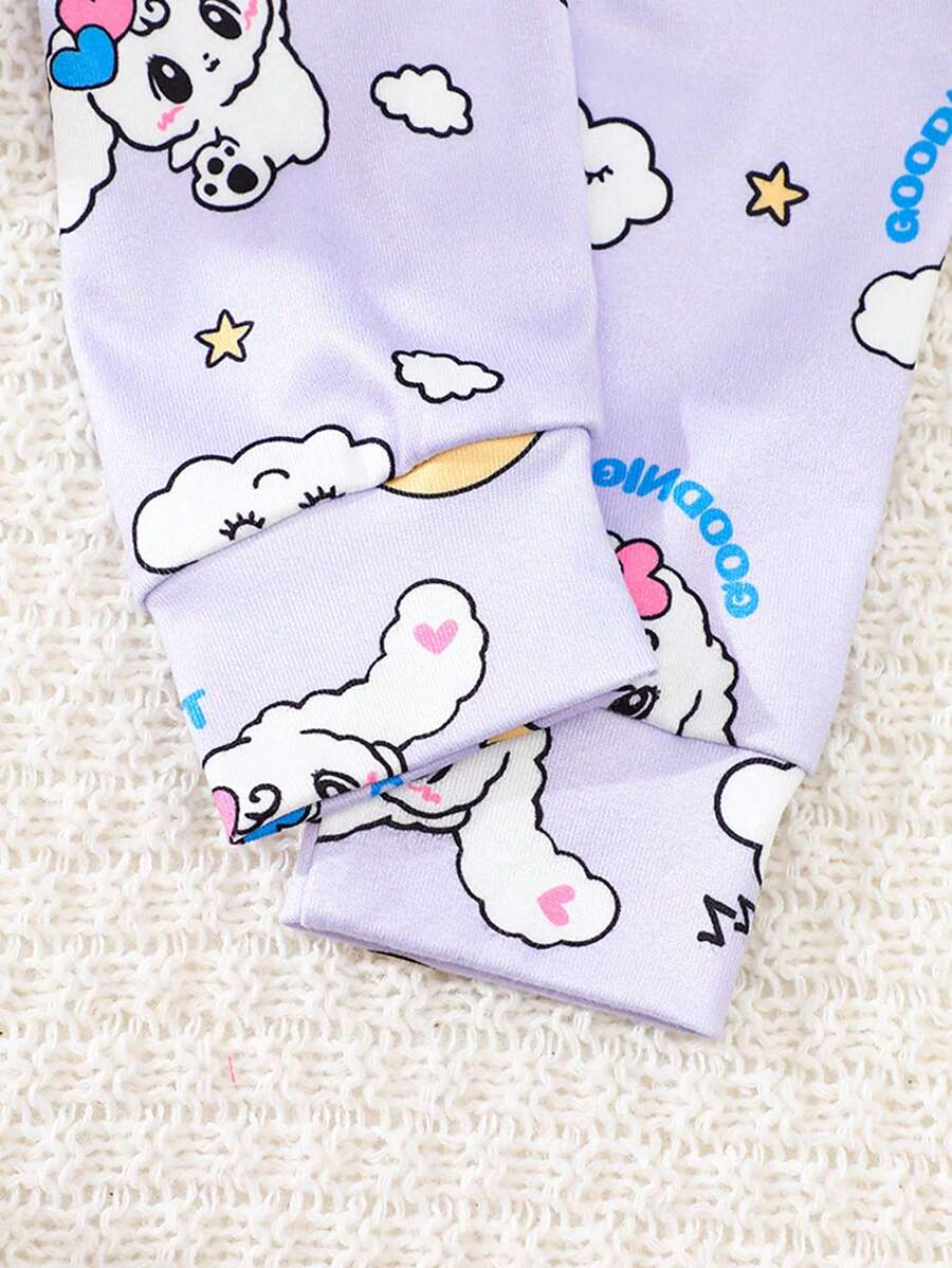 Girls Bunny Print Pajama Set – Short Sleeve & Leggings
