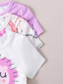 3pcs Baby Animal Print Set – Short Sleeve & Shorts