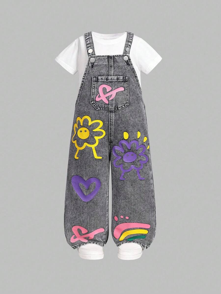 SHEIN Girls' New Denim Jumpsuit