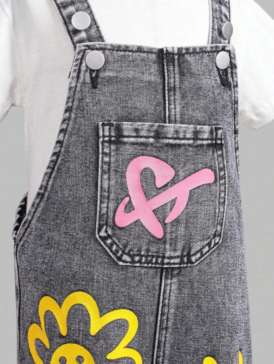 SHEIN Girls' New Denim Jumpsuit