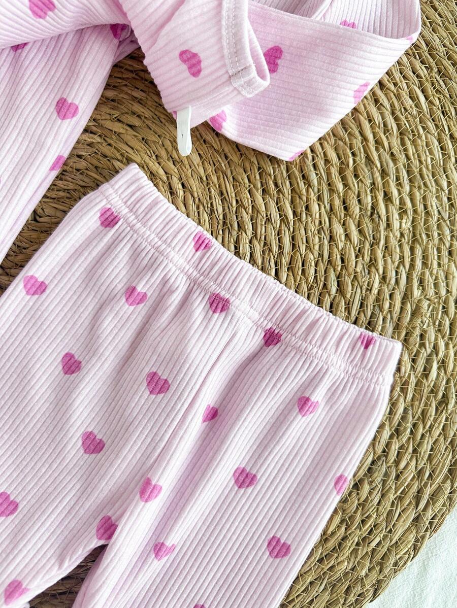 4pcs Baby Girl Pink Heart Romper & Blanket Set