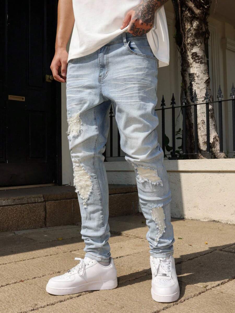 Manfinity EMRG Men’s Ripped Denim Streetwear Jeans
