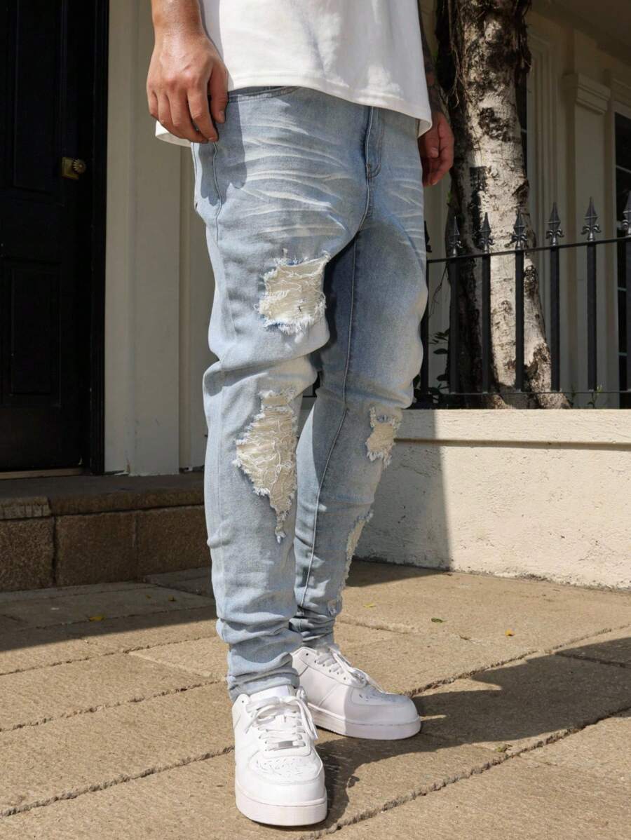 Manfinity EMRG Men’s Ripped Denim Streetwear Jeans