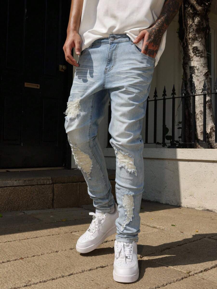 Manfinity EMRG Men’s Ripped Denim Streetwear Jeans