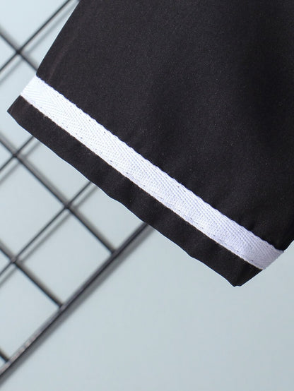 SHEIN Tween Boy Letter Graphic Baseball Collar Shirt