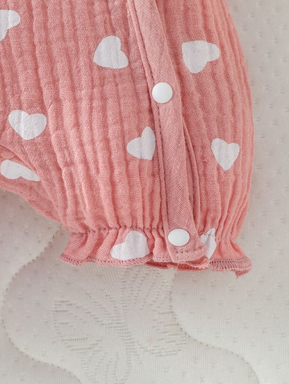 4pcs Baby Girl Heart Romper Bib Gloves & Headband