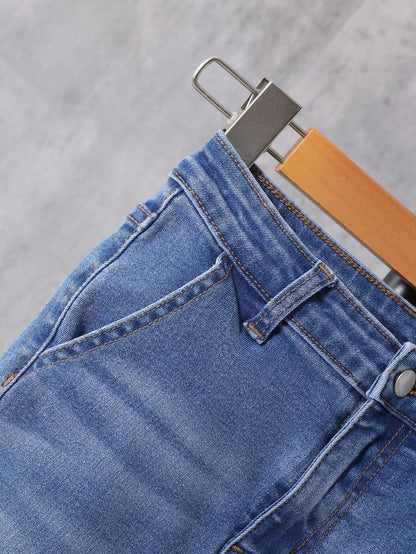 SHEIN Tween Boy Flap Pocket Side Cargo Jeans
