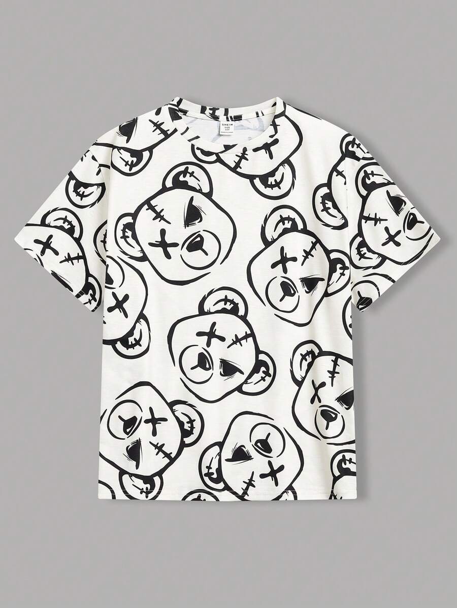 SHEIN 3pcs/Set Tween Boys' Bear Pattern T-Shirt