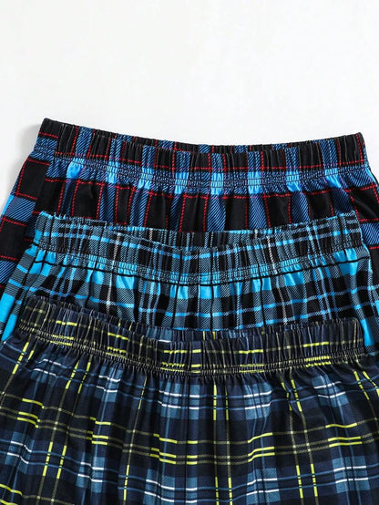 SHEIN 3-Pack Teen Boys’ Classic Plaid Pants