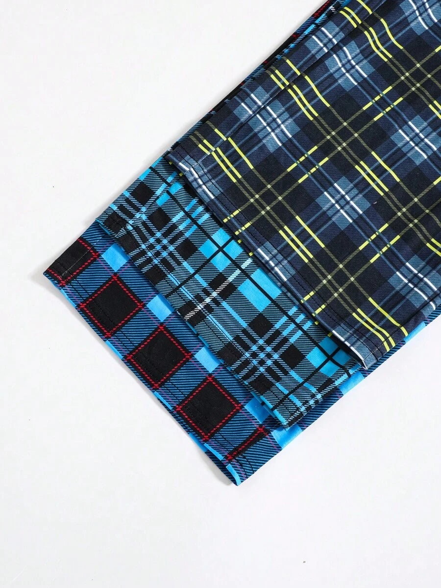 SHEIN 3-Pack Teen Boys’ Classic Plaid Pants