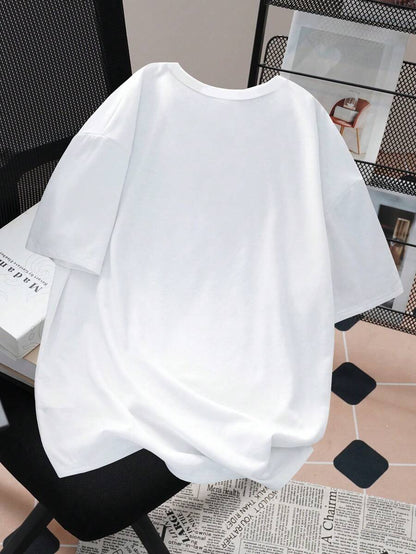 SHEIN Teen Boy Casual Bear Letter Printed T-Shirt