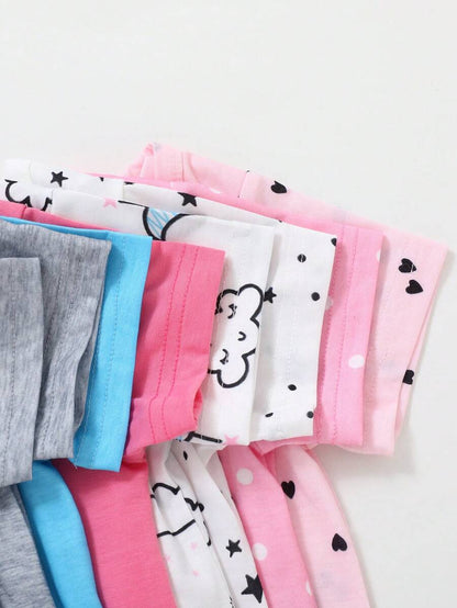 8pcs Baby Girl Cloud & Star Print Romper Set