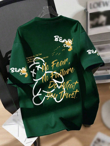 Tween Boys Bear & Slogan Print Summer T-Shirt