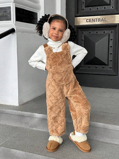 SHEIN SLAYR KIDS Girls Reversible Plush Fleece Jumpsuit