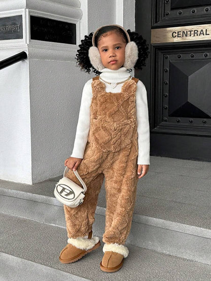 SHEIN SLAYR KIDS Girls Reversible Plush Fleece Jumpsuit