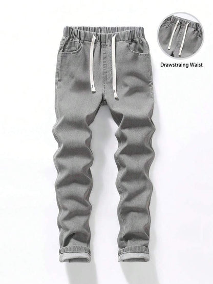 SHEIN Teen Boys All-Match Light Gray Jeans