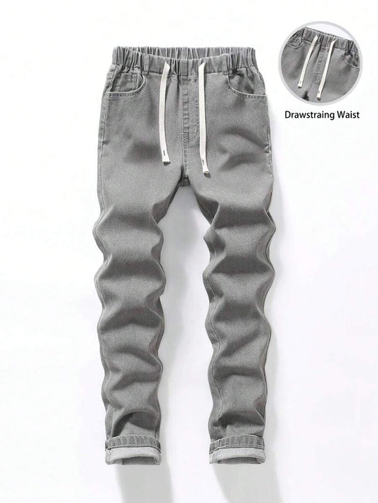 SHEIN Teen Boys All-Match Light Gray Jeans