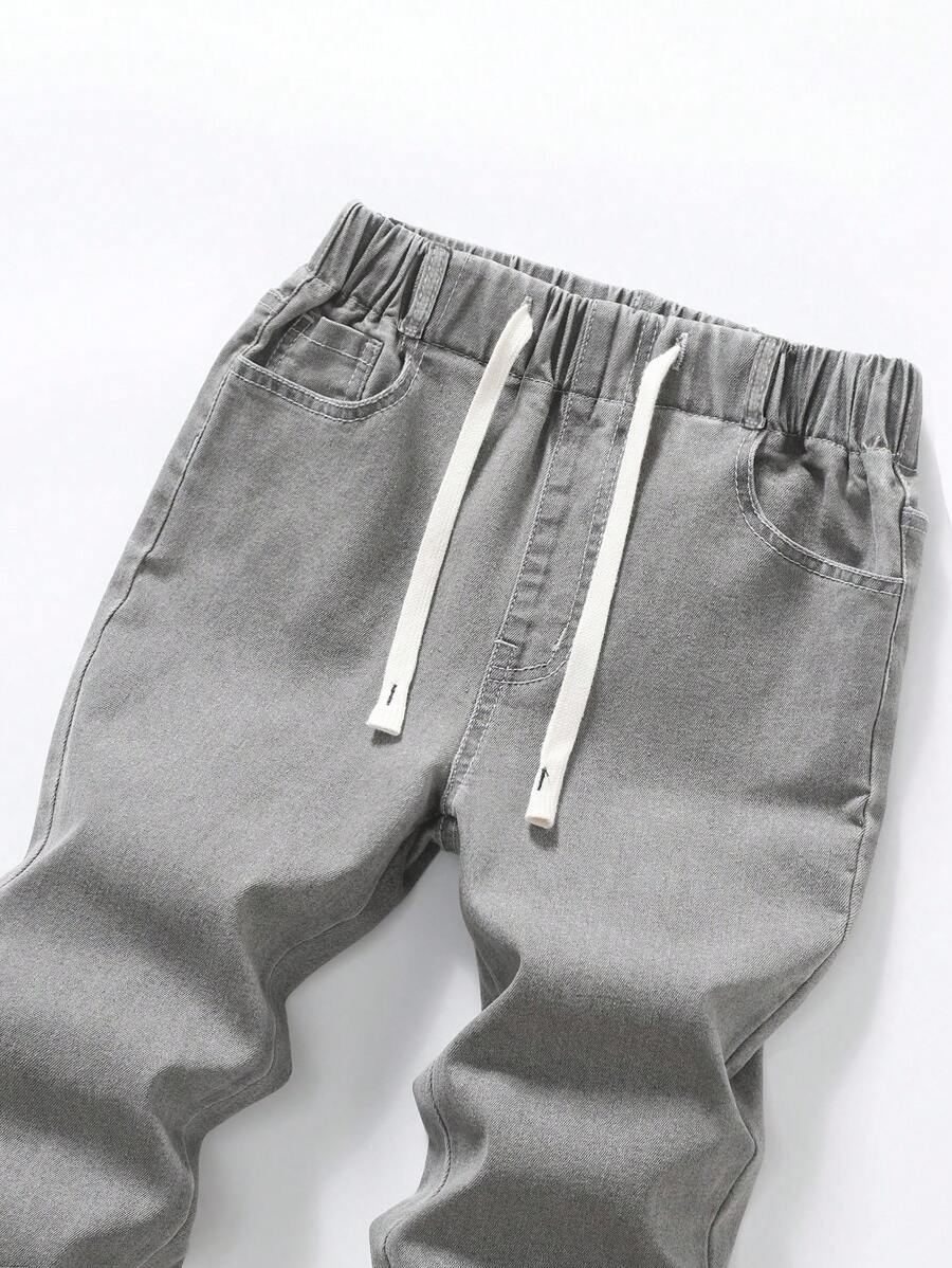 SHEIN Teen Boys All-Match Light Gray Jeans