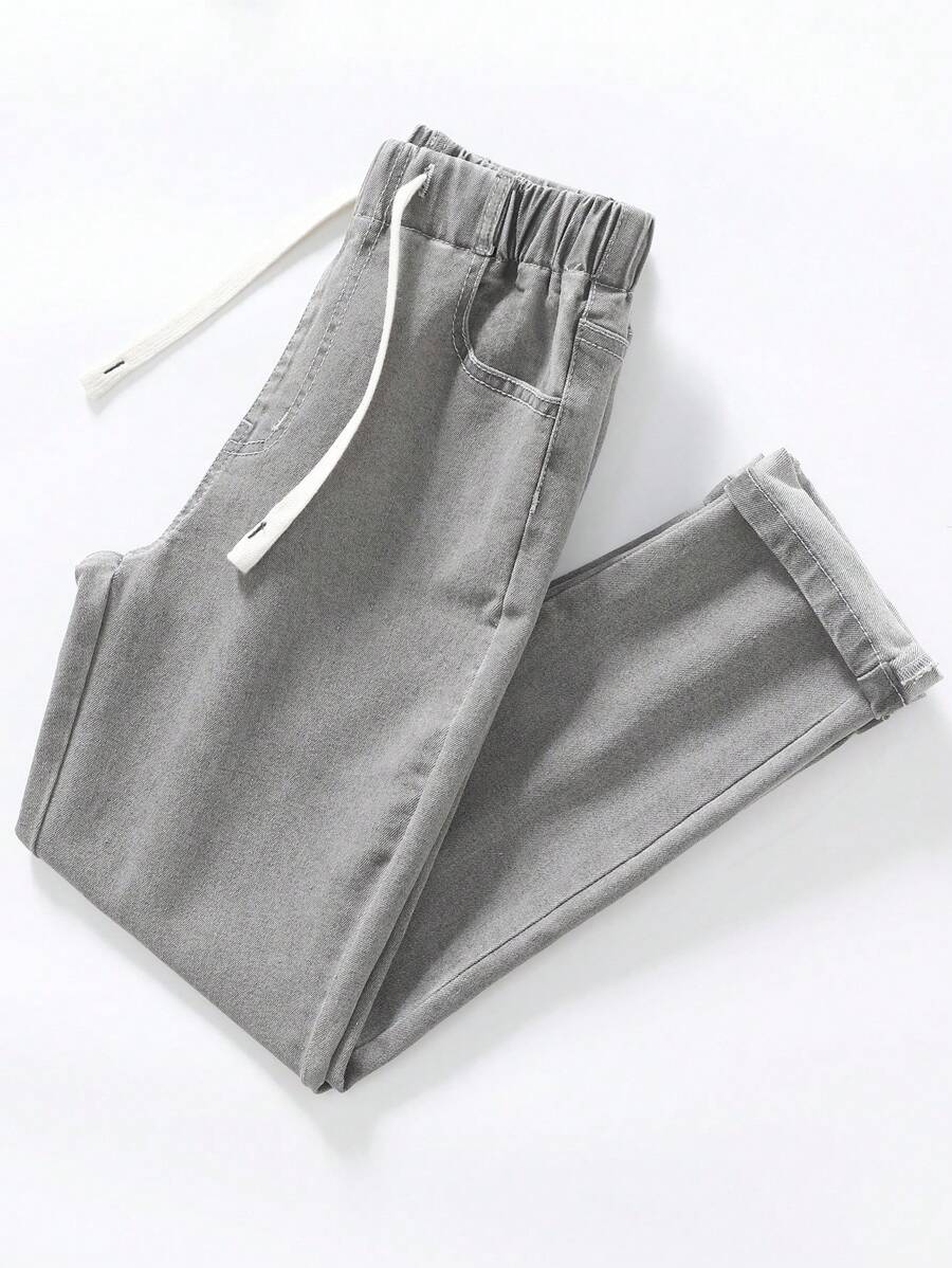 SHEIN Teen Boys All-Match Light Gray Jeans