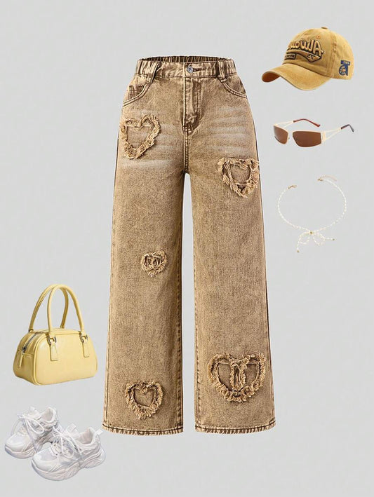 SHEIN Wildeya 1pc Tween Girl Oversized Jeans