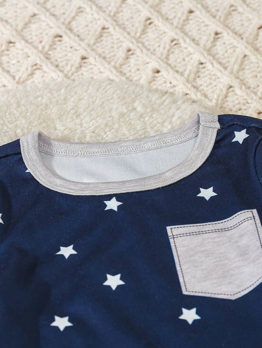 SHEIN 3pcs Baby Star Pajama Set – Navy Loungewear