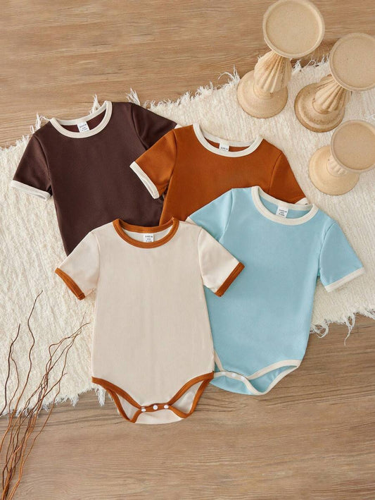 Baby Boy Short Sleeve Bodysuit Set – Summer Casual