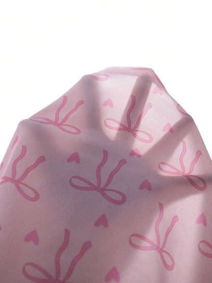 Girls Bow Print Knit Set – Collared Top & Shorts