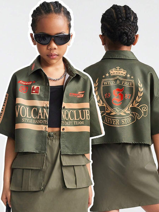 Coolane Kids Tween Girls Army Green Shirts