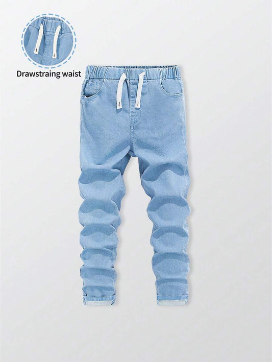 Boys' Elastic Waistband Gray Jeans