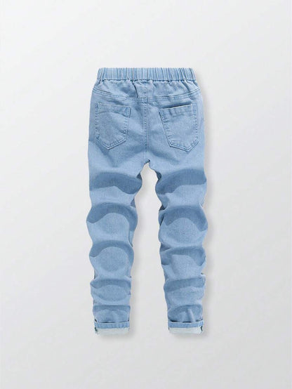 Boys' Elastic Waistband Gray Jeans