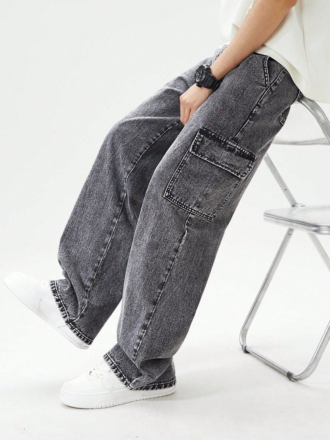 Teen Boys' Solid Color Cargo Jeans