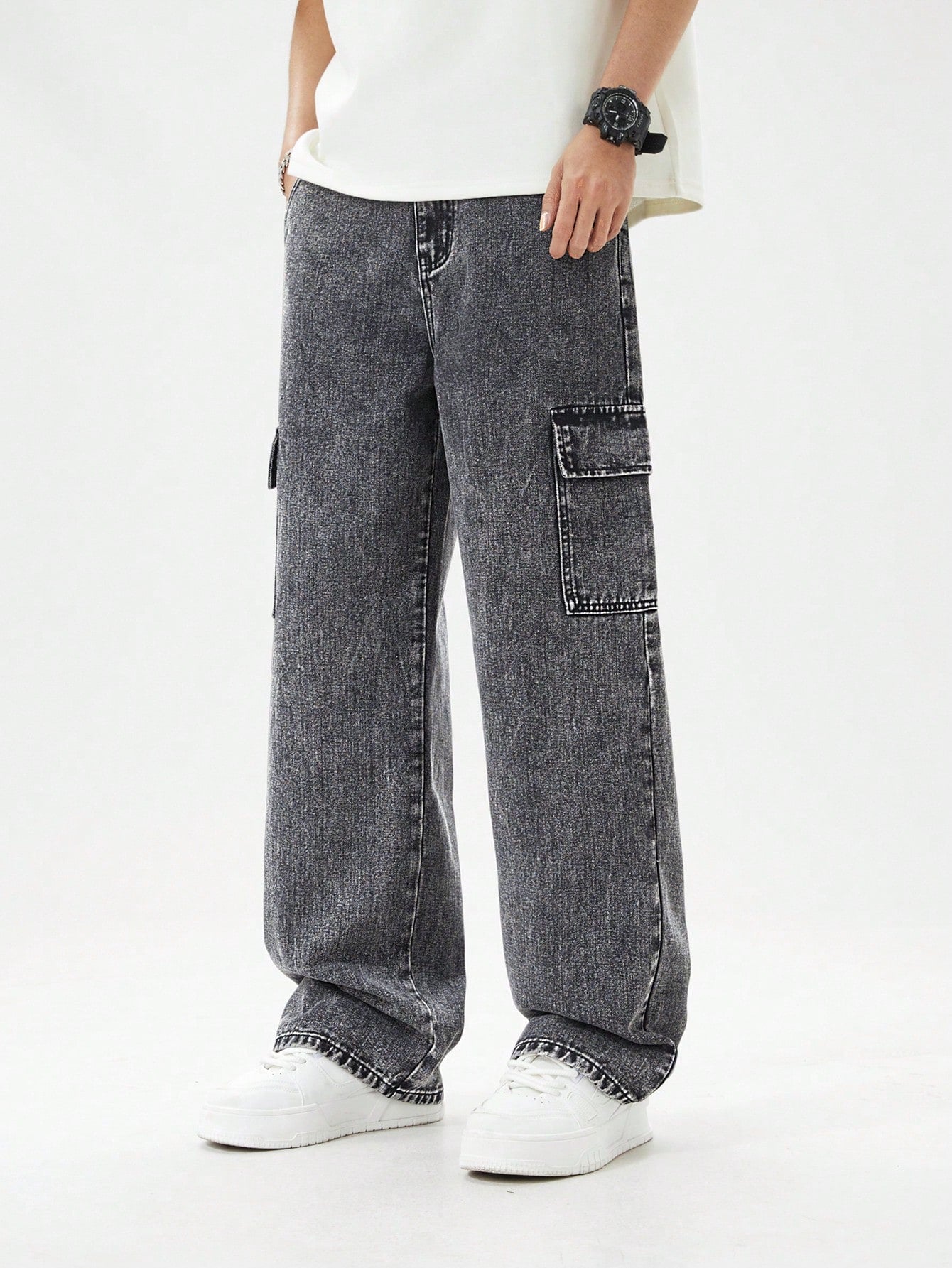 Teen Boys' Solid Color Cargo Jeans