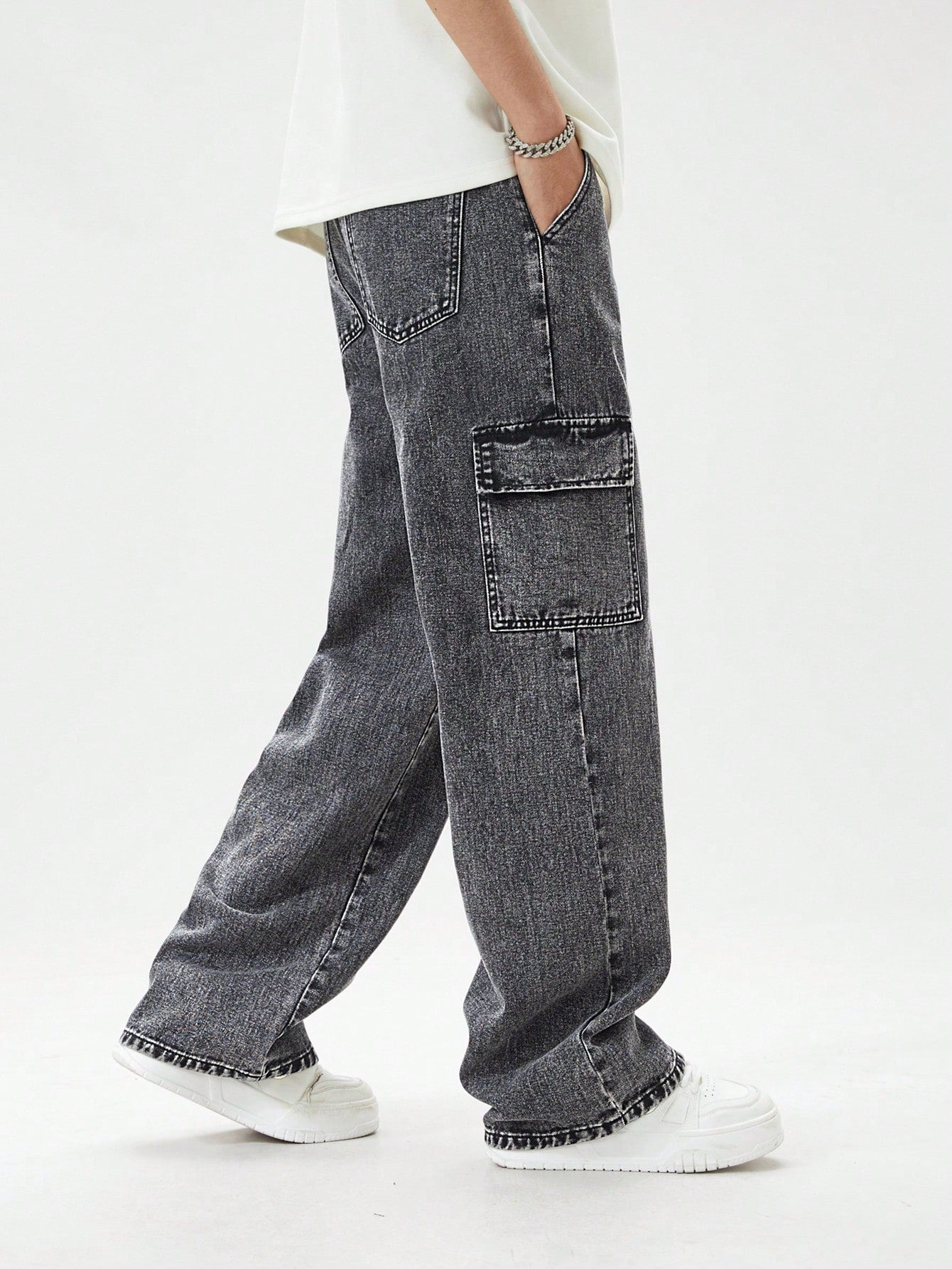 Teen Boys' Solid Color Cargo Jeans