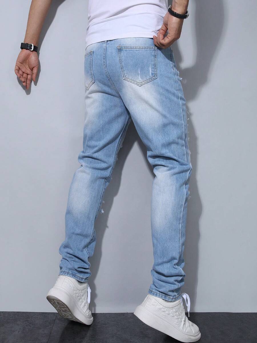 Teen Boys Light Blue Distressed Slim Fit Jeans