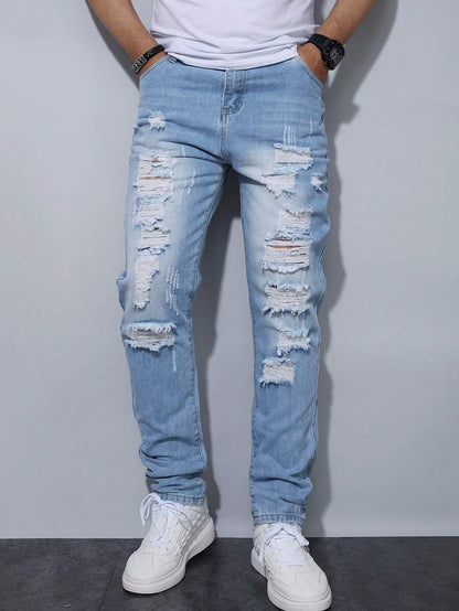 Teen Boys Light Blue Distressed Slim Fit Jeans