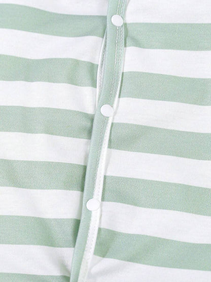 SHEIN 6pcs Baby Set – Green Stripes & Leaf Print