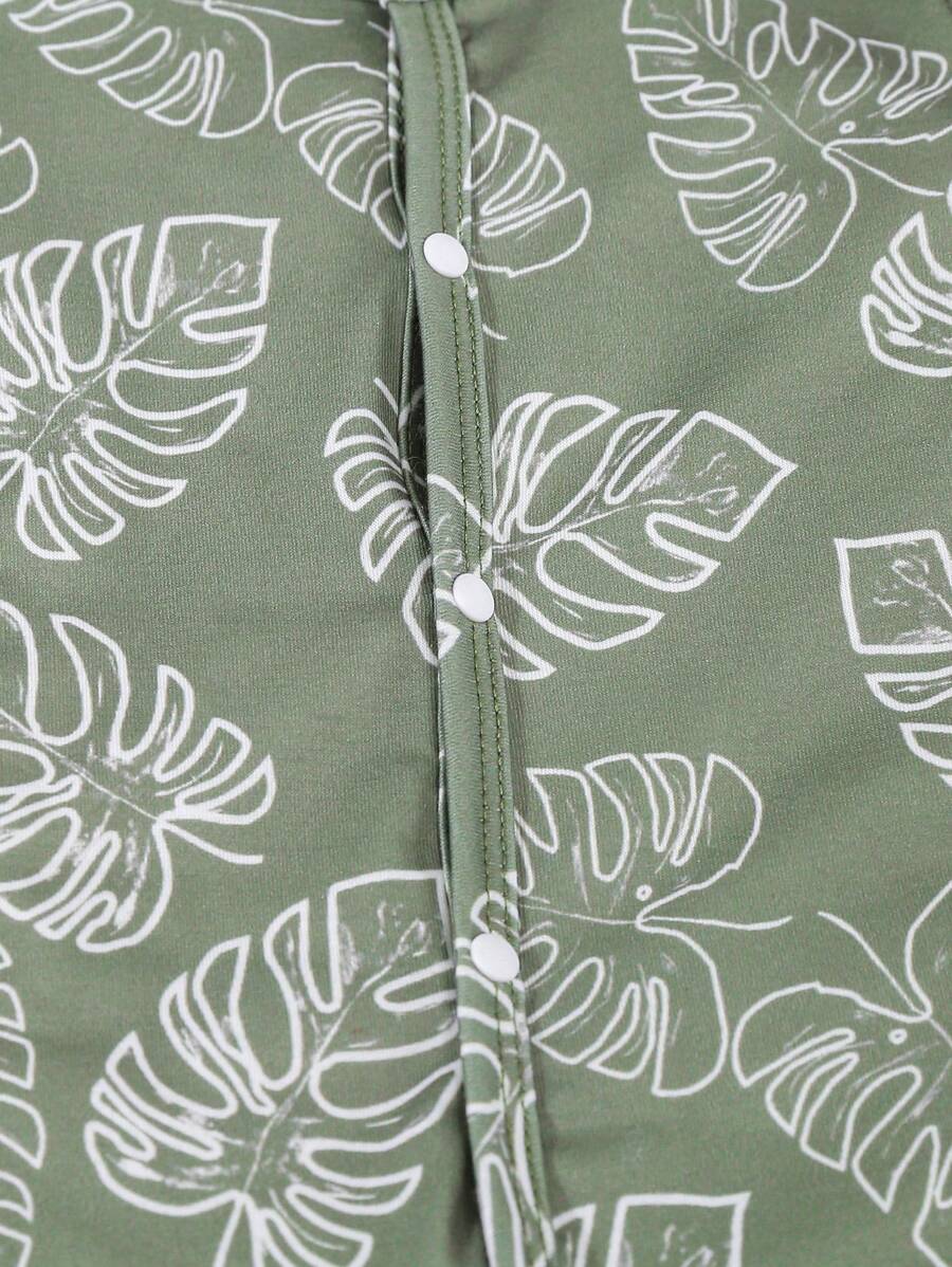 SHEIN 6pcs Baby Set – Green Stripes & Leaf Print