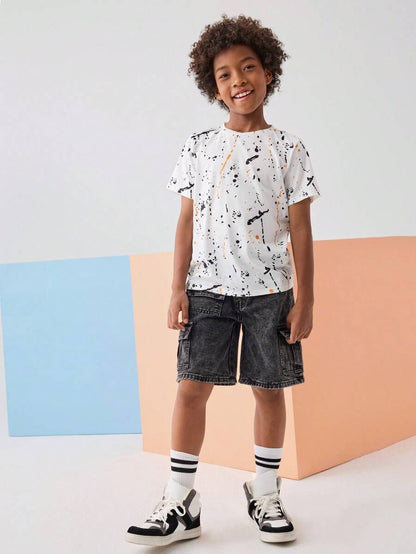 SHEIN Tween Boy Splattered Paint Tee