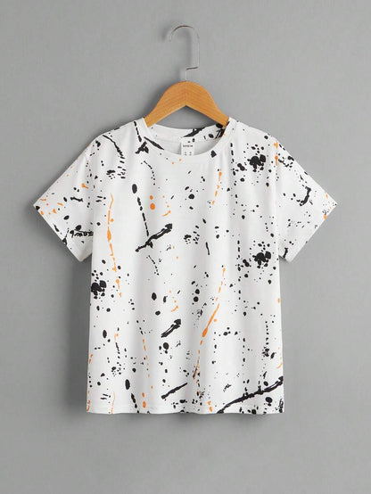 SHEIN Tween Boy Splattered Paint Tee