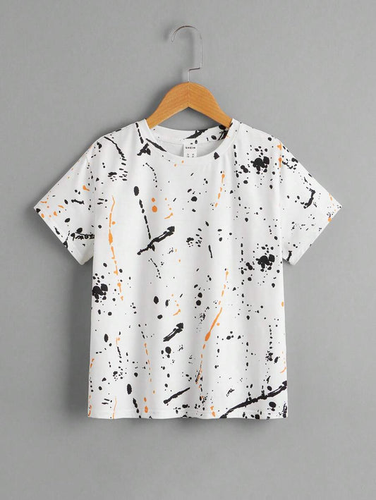 SHEIN Tween Boy Splattered Paint Tee