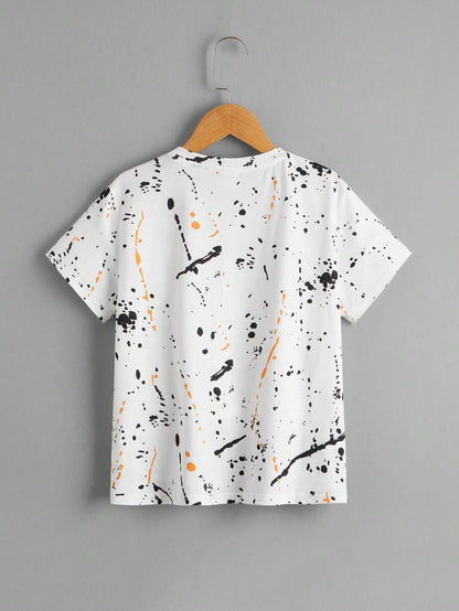 SHEIN Tween Boy Splattered Paint Tee