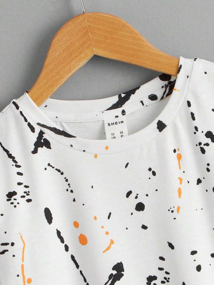 SHEIN Tween Boy Splattered Paint Tee