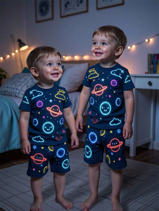 Boys Robot & Lightning Pajama Set – 2pcs Snug Fit