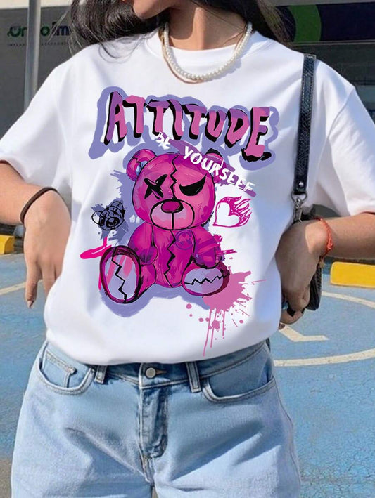 Teen Girls’ Attitude Teddy Print T-Shirt