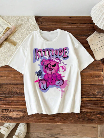 Teen Girls’ Attitude Teddy Print T-Shirt