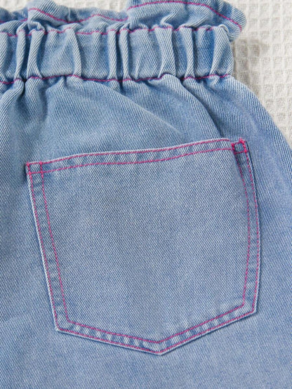Tween Girls Y2K Heart Embroidered Wide-Leg Jeans