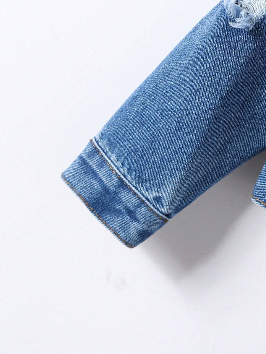 Kids Girls Ripped Denim Jacket