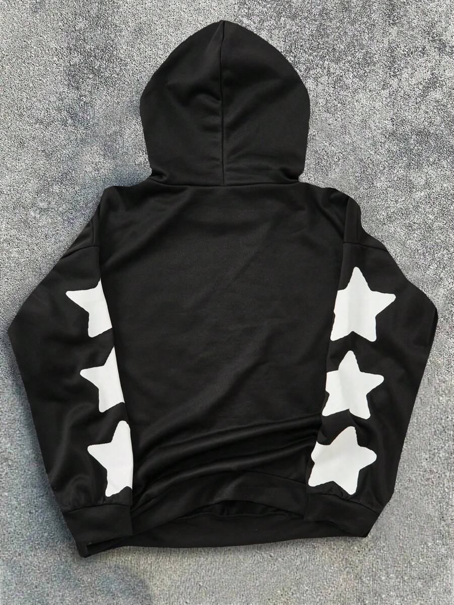 SHEIN 1pc Teen Boy's Black Hooded Sweatshirt