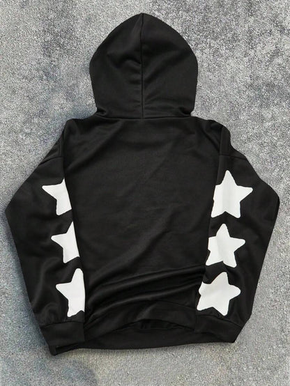 SHEIN 1pc Teen Boy's Black Hooded Sweatshirt